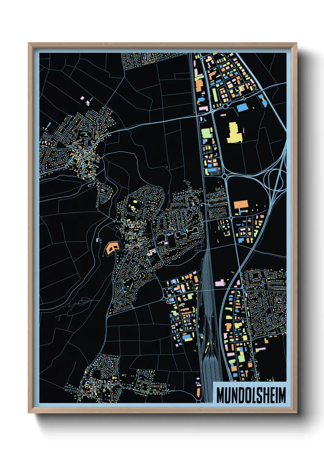 Une affiche de carte sur Mundolsheim