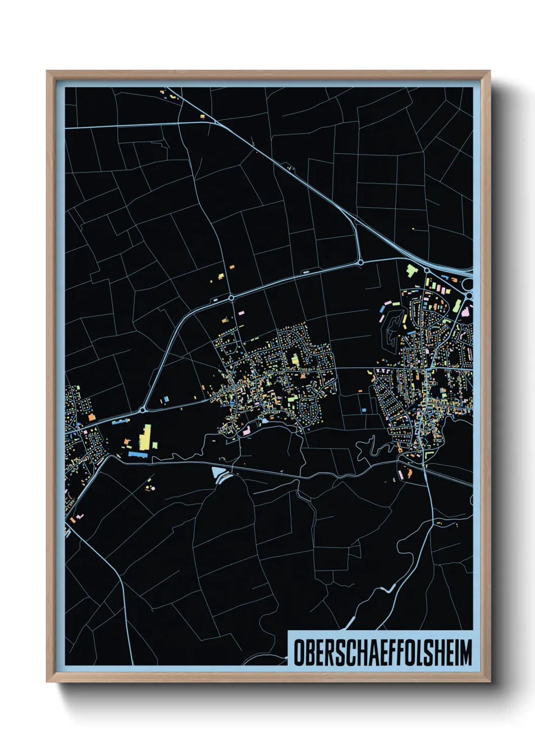 Une affiche de carte sur Oberschaeffolsheim