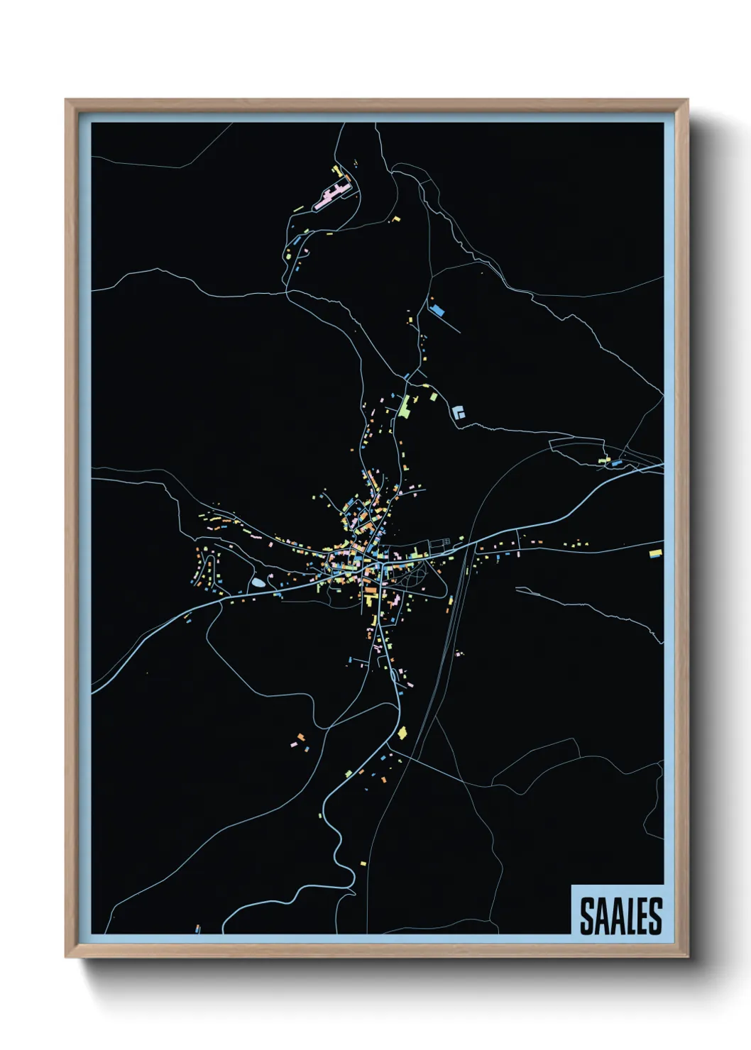 Une affiche de carte sur Saales