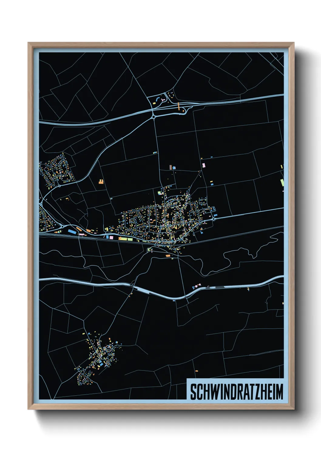 Une affiche de carte sur Schwindratzheim