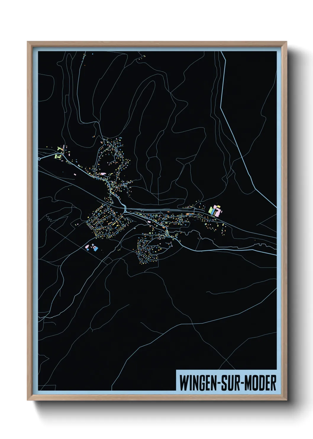 Une affiche de carte sur Wingen-sur-Moder