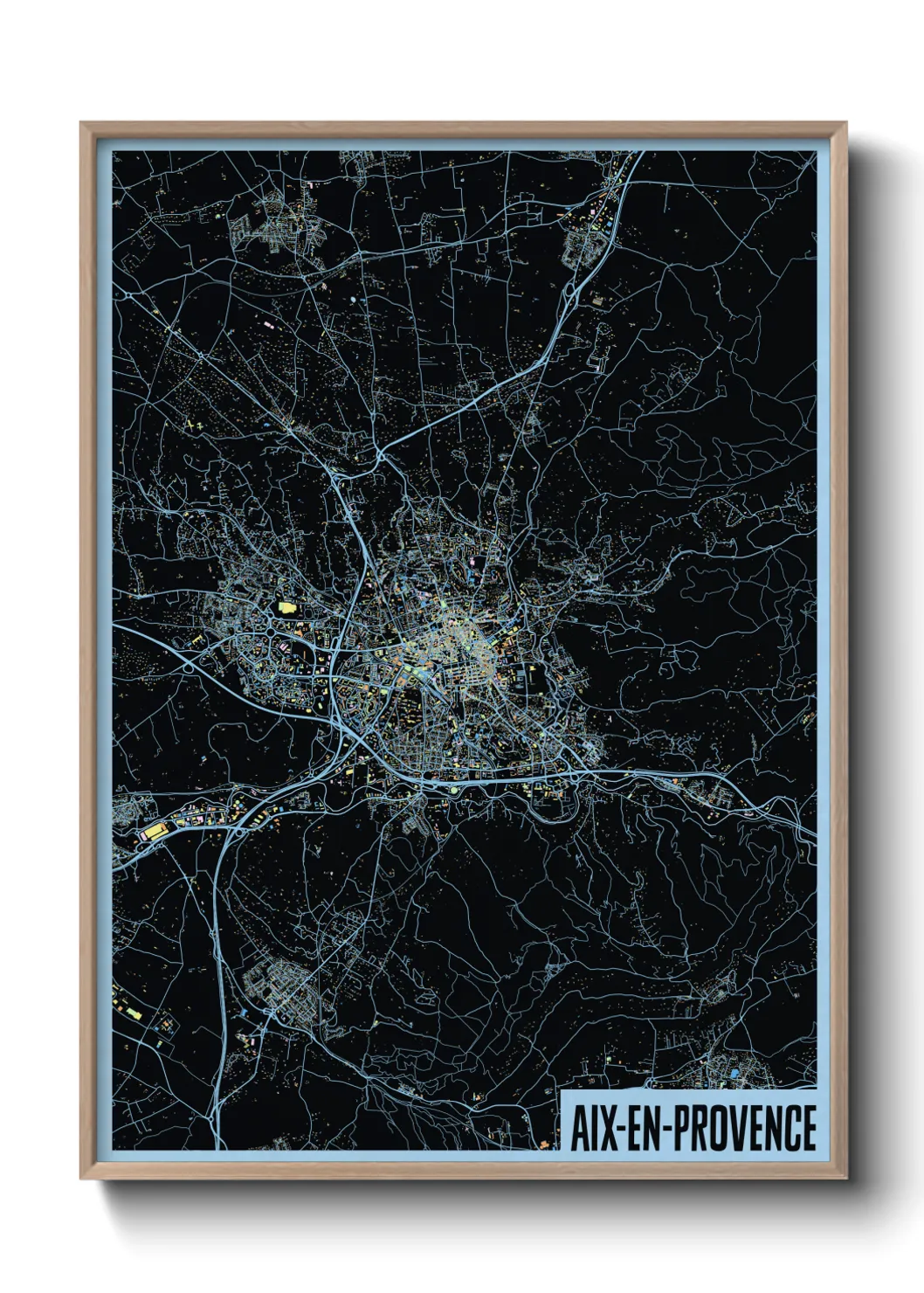 Une affiche de carte sur Aix-en-Provence