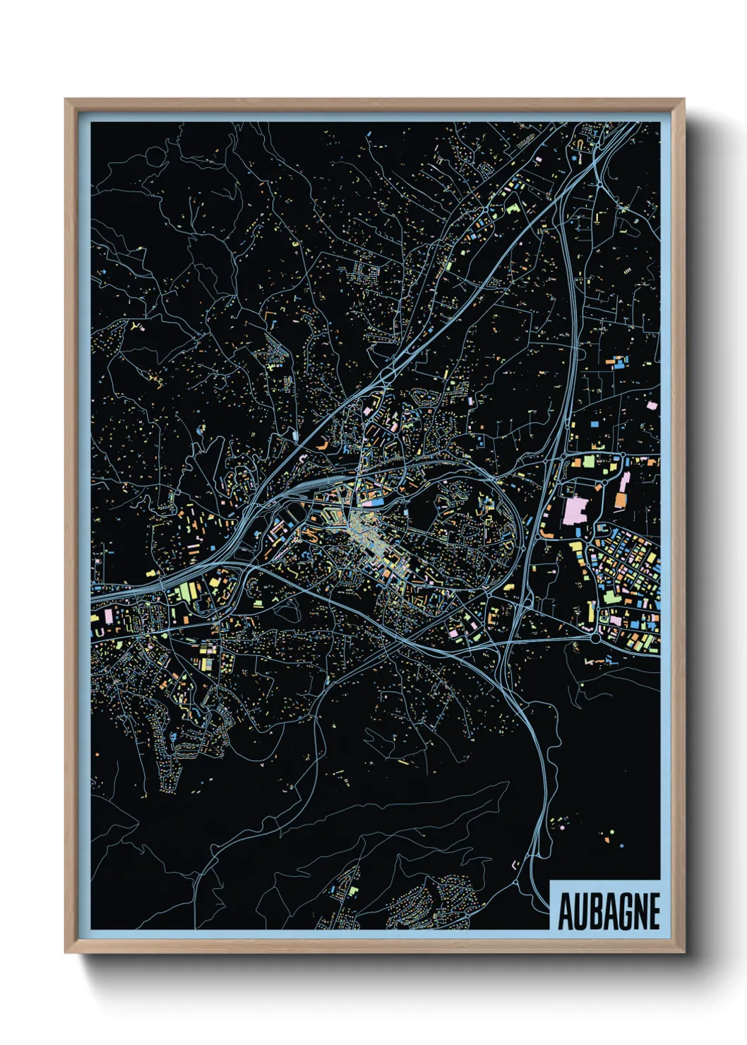Une affiche de carte sur Aubagne