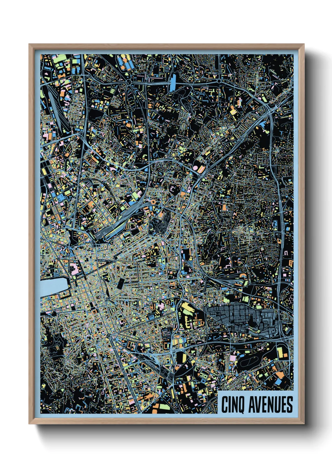 Une affiche de carte sur Cinq Avenues