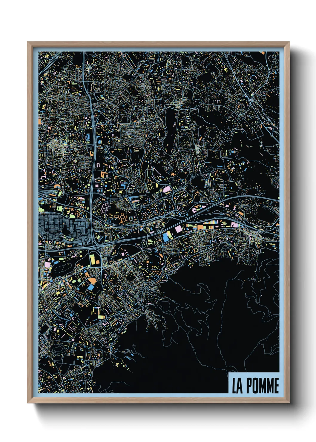 Une affiche de carte sur La Pomme