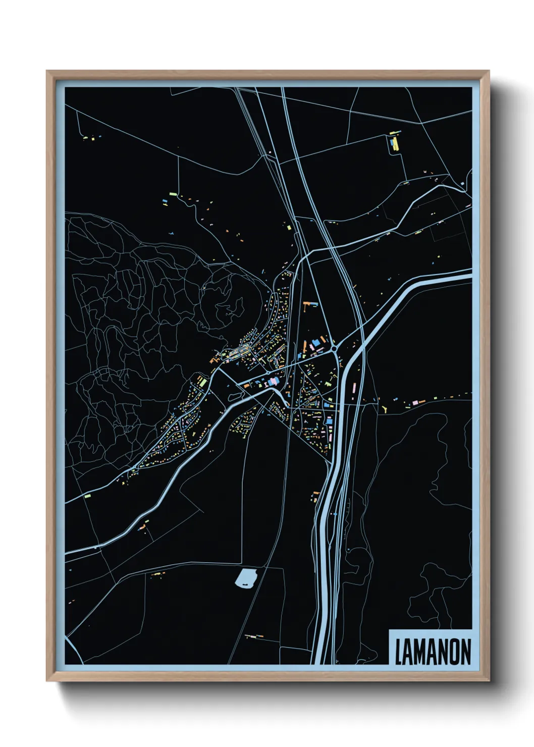 Une affiche de carte sur Lamanon