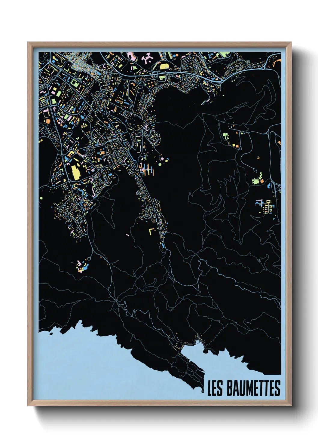 Une affiche de carte sur Les Baumettes