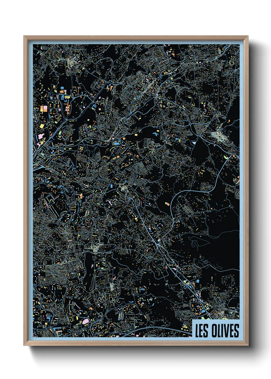 Une affiche de carte sur Les Olives