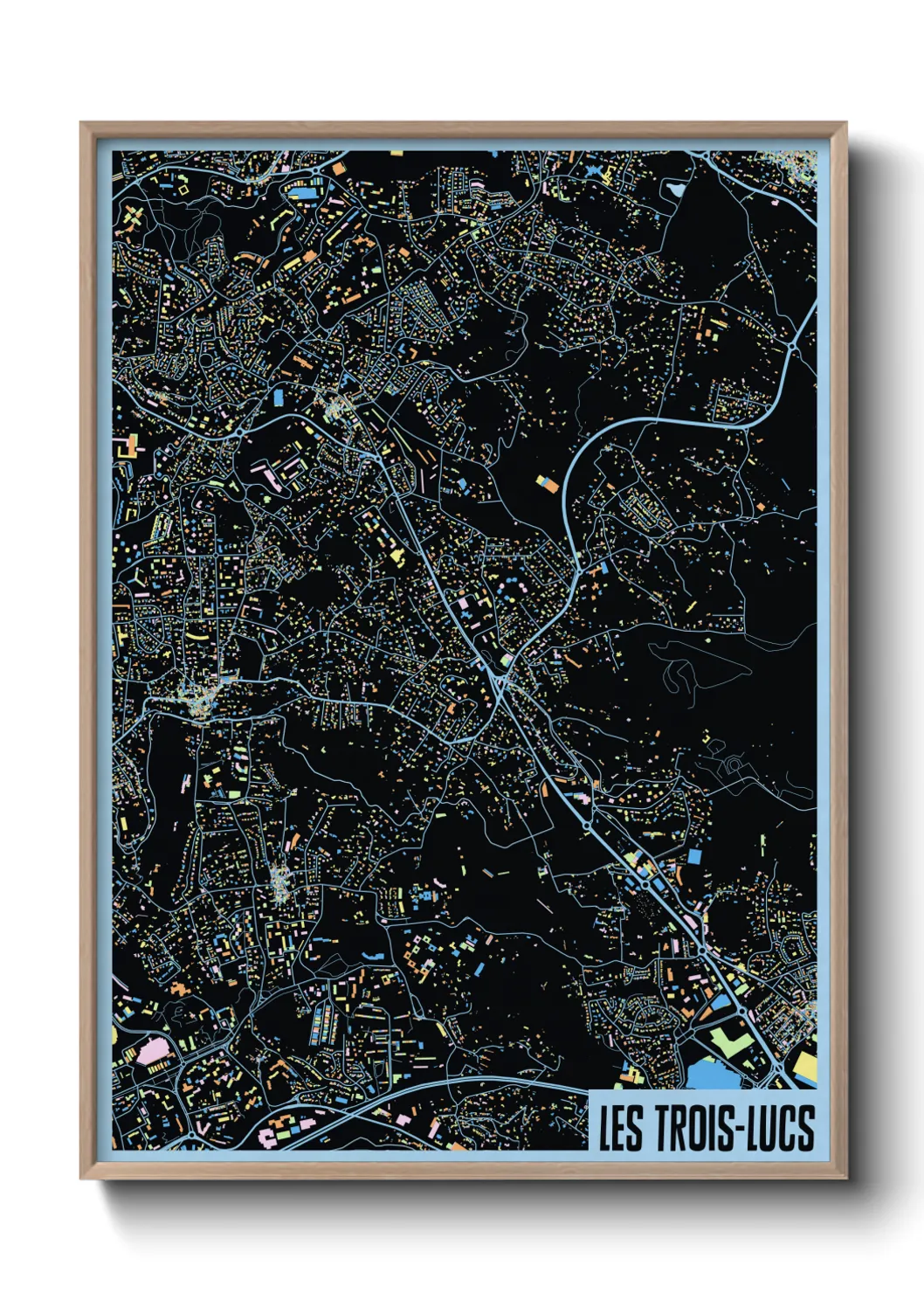 Une affiche de carte sur Les Trois-Lucs