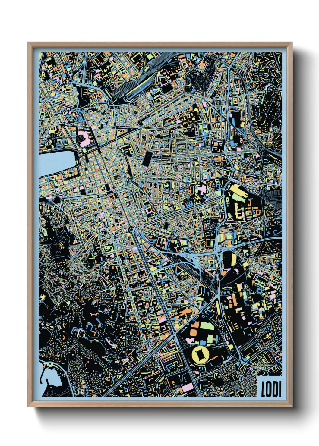 Une affiche de carte sur Lodi