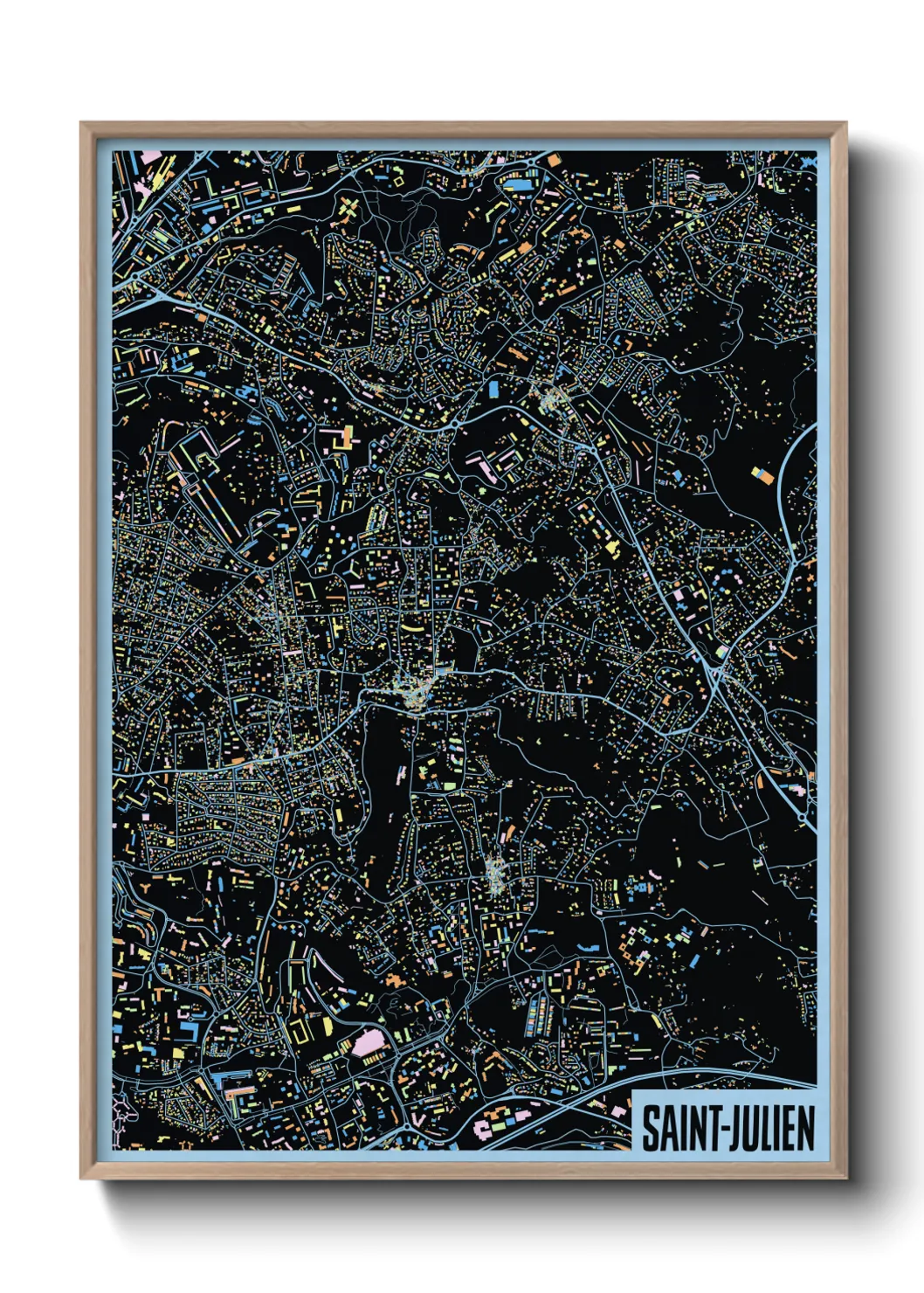 Une affiche de carte sur Saint-Julien