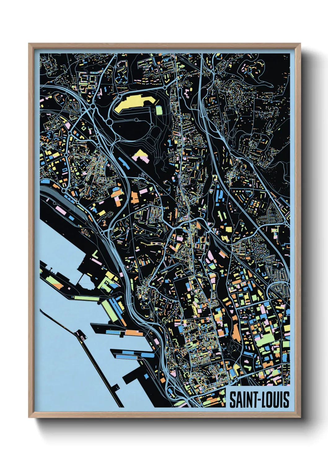 Une affiche de carte sur Saint-Louis