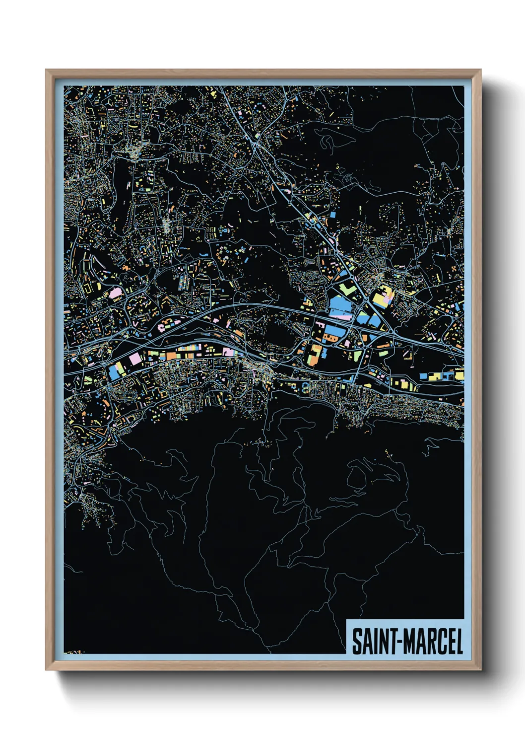 Une affiche de carte sur Saint-Marcel