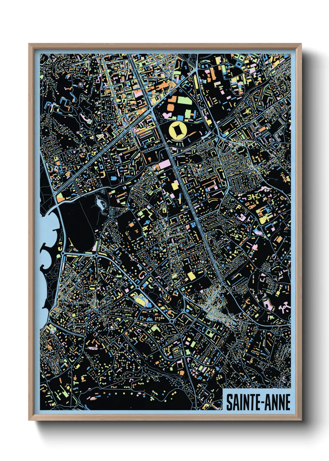 Une affiche de carte sur Sainte-Anne