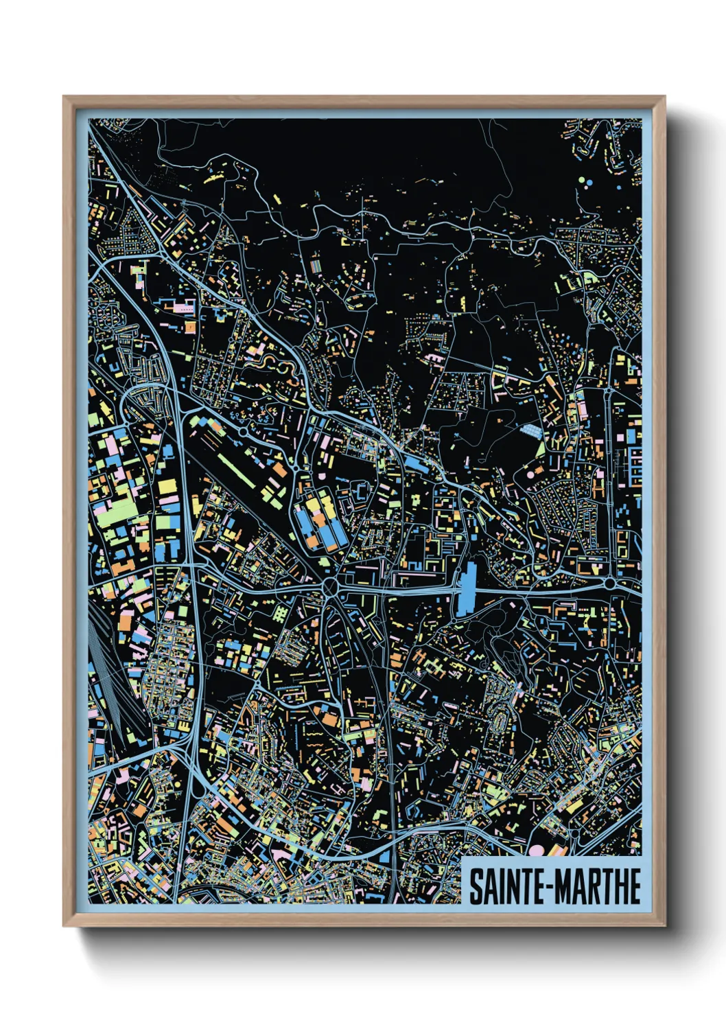 Une affiche de carte sur Sainte-Marthe