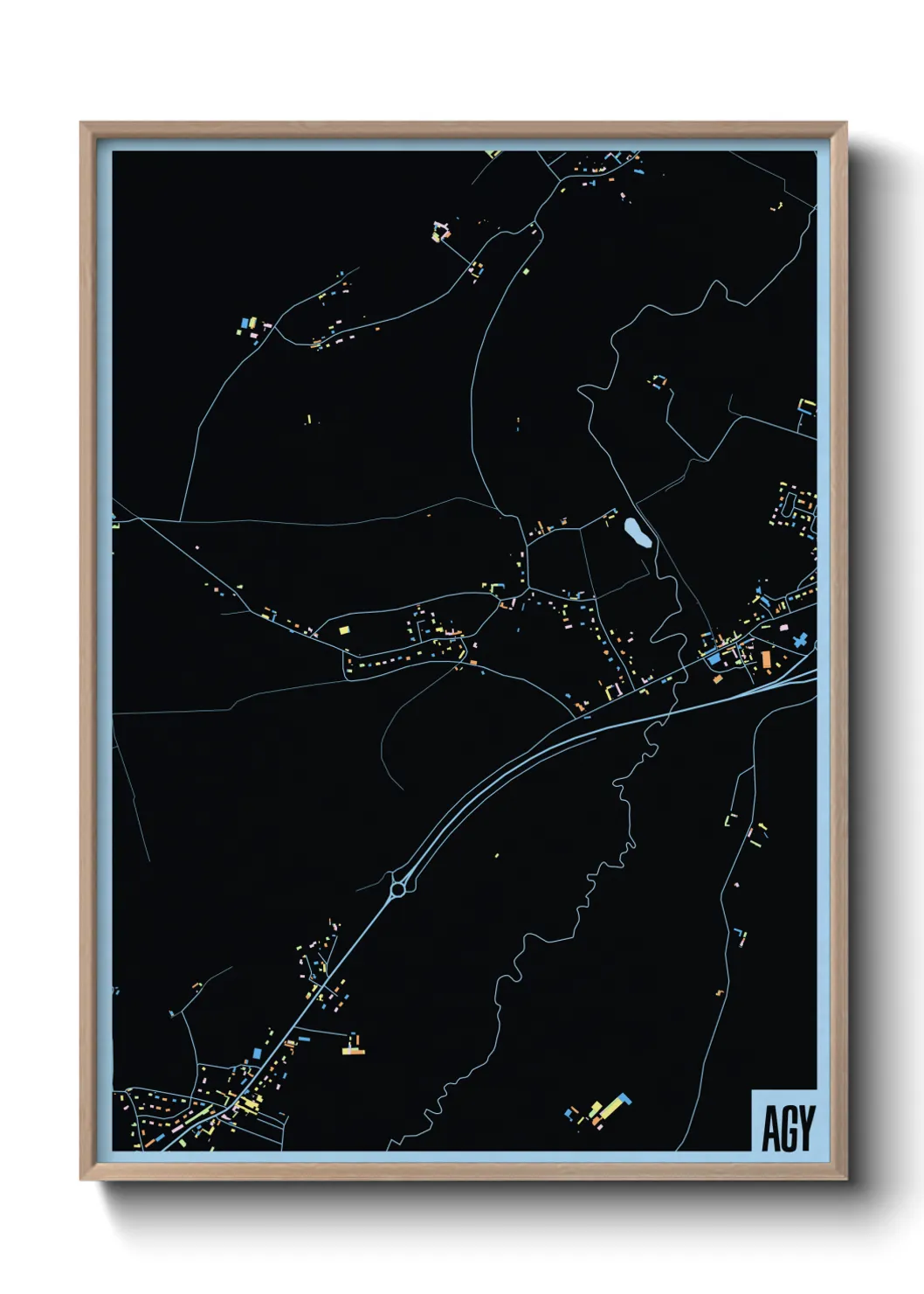 Une affiche de carte sur Agy