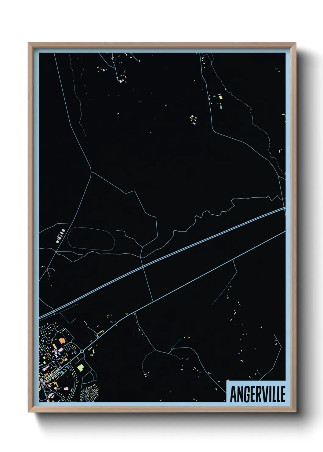 Une affiche de carte sur Angerville