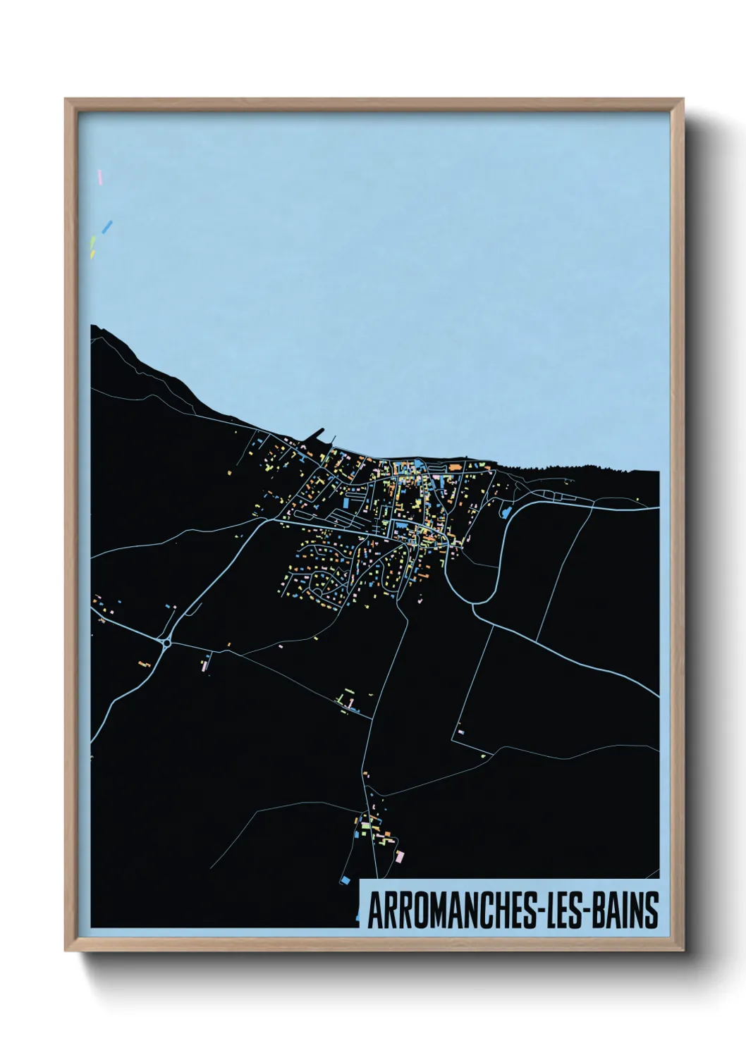 Une affiche de carte sur Arromanches-les-Bains