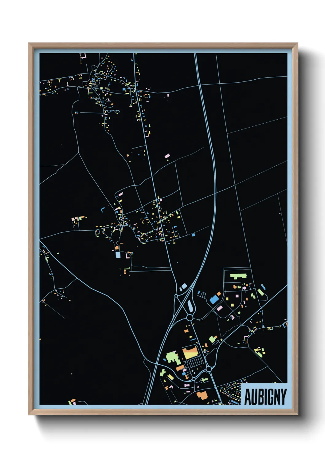 Une affiche de carte sur Aubigny