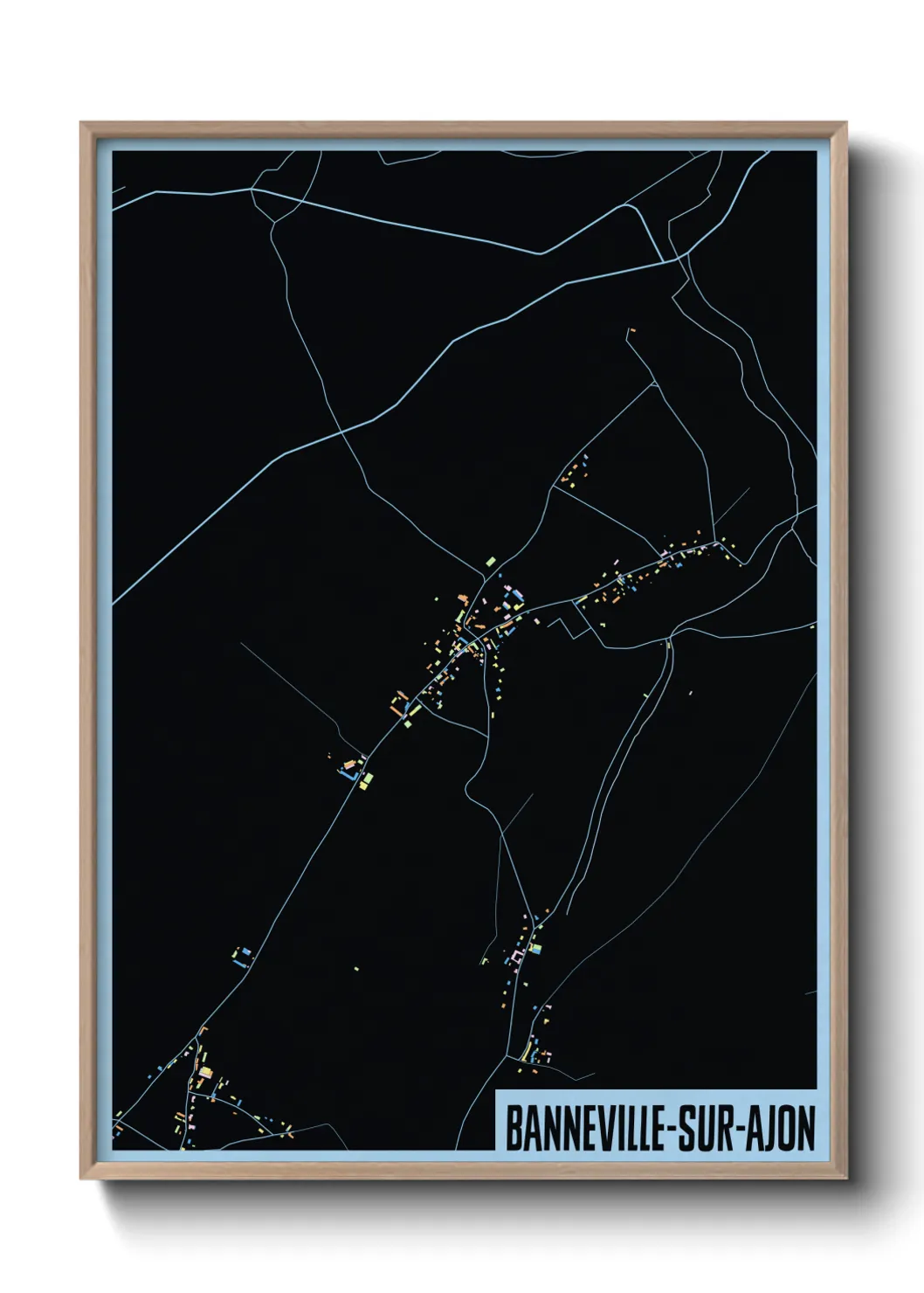 Une affiche de carte sur Banneville-sur-Ajon