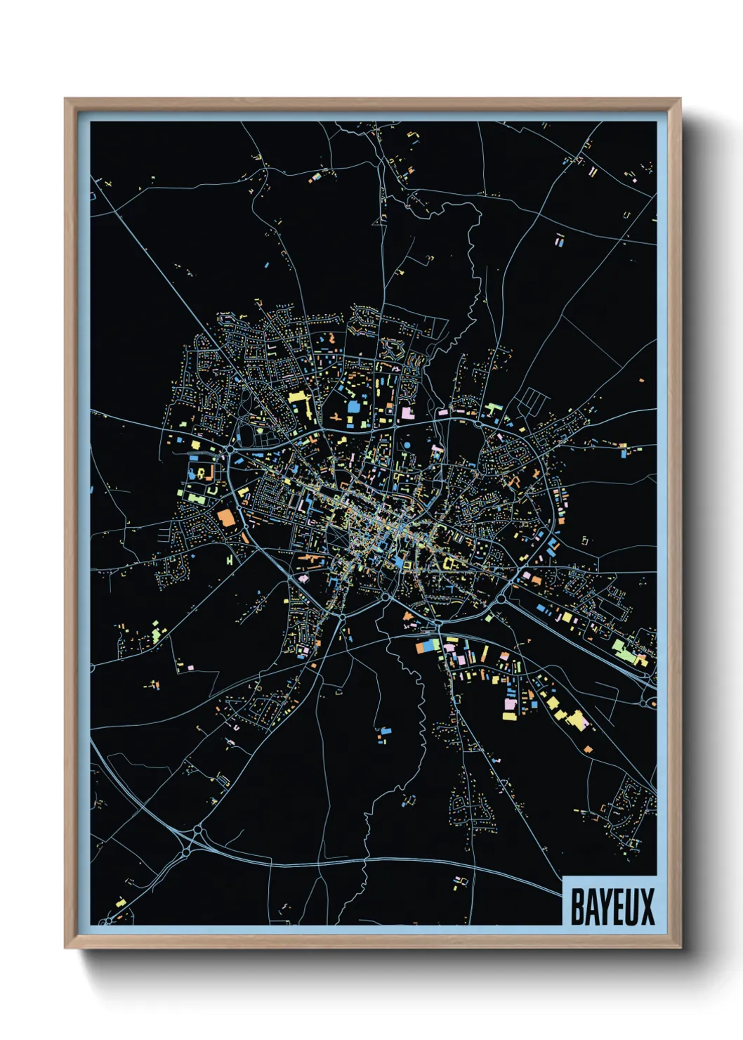 Une affiche de carte sur Bayeux