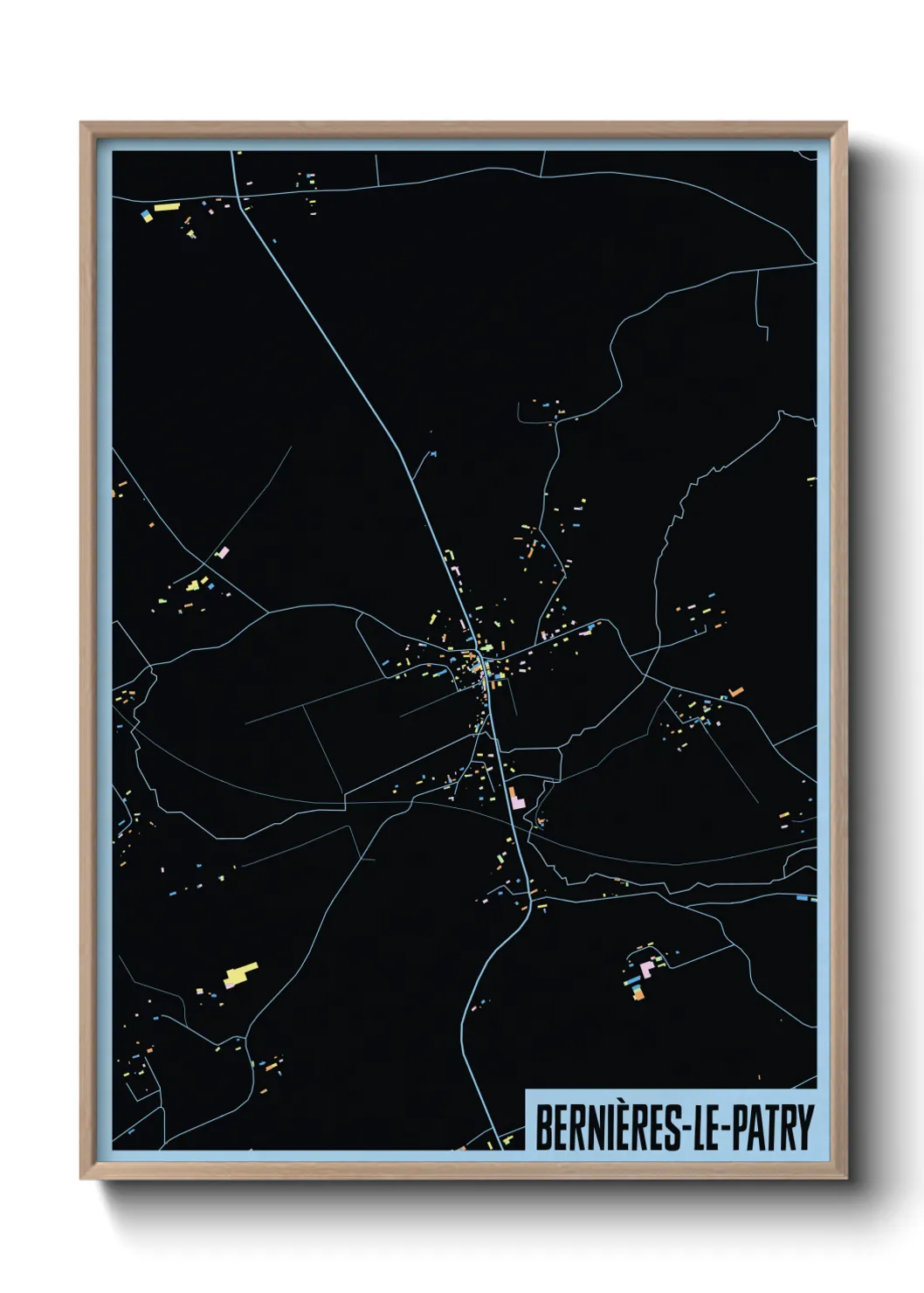 Une affiche de carte sur Bernières-le-Patry