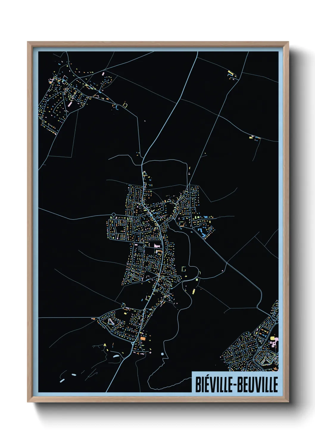 Une affiche de carte sur Biéville-Beuville