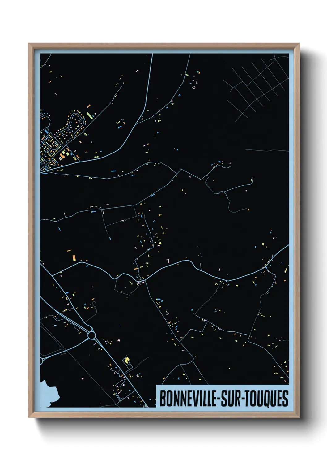 Une affiche de carte sur Bonneville-sur-Touques