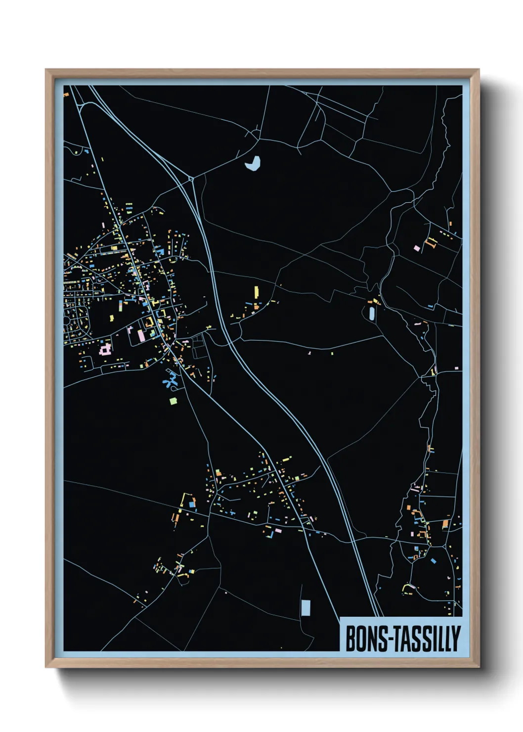 Une affiche de carte sur Bons-Tassilly