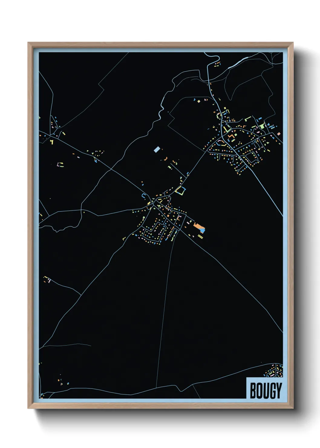 Une affiche de carte sur Bougy