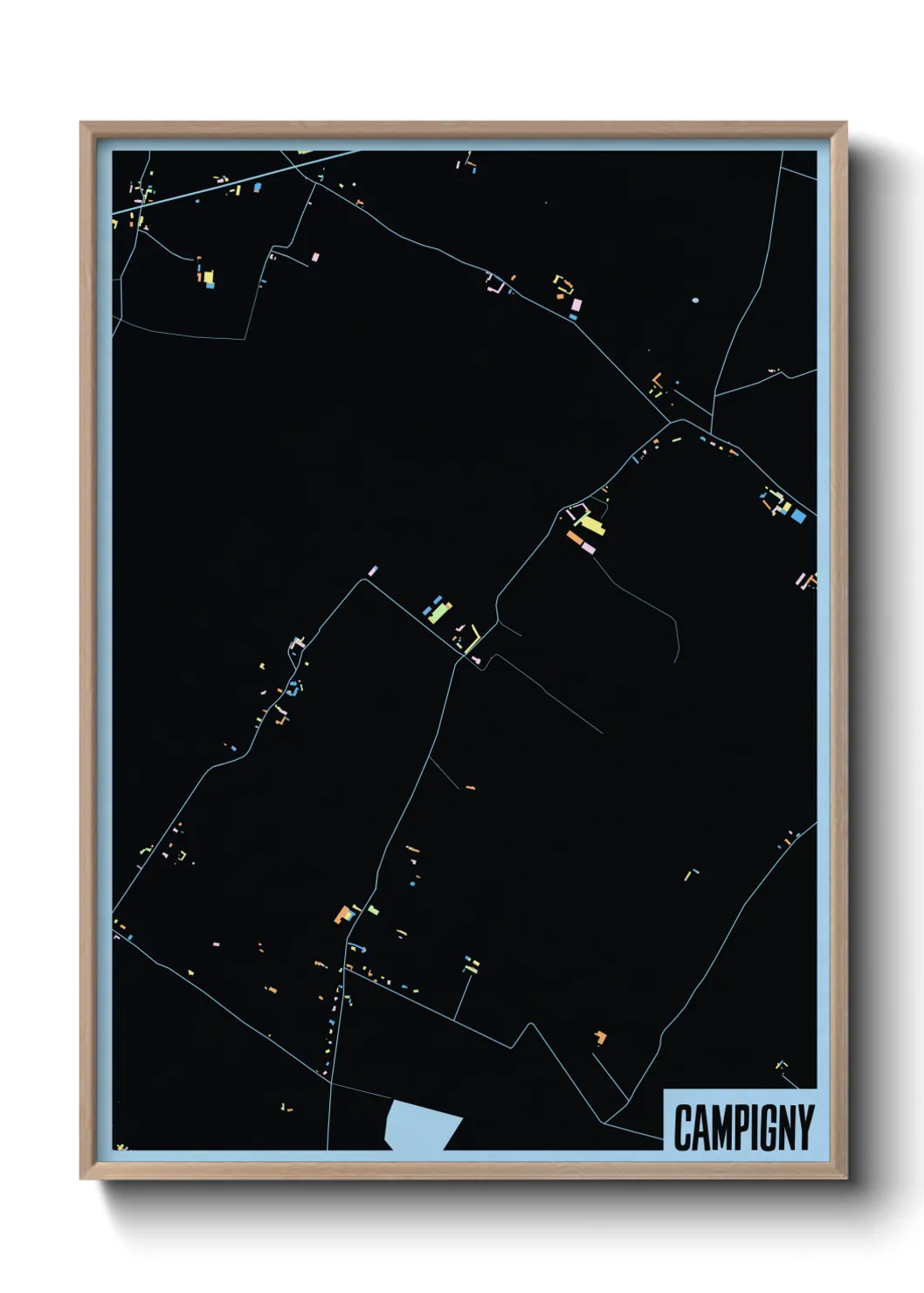 Une affiche de carte sur Campigny