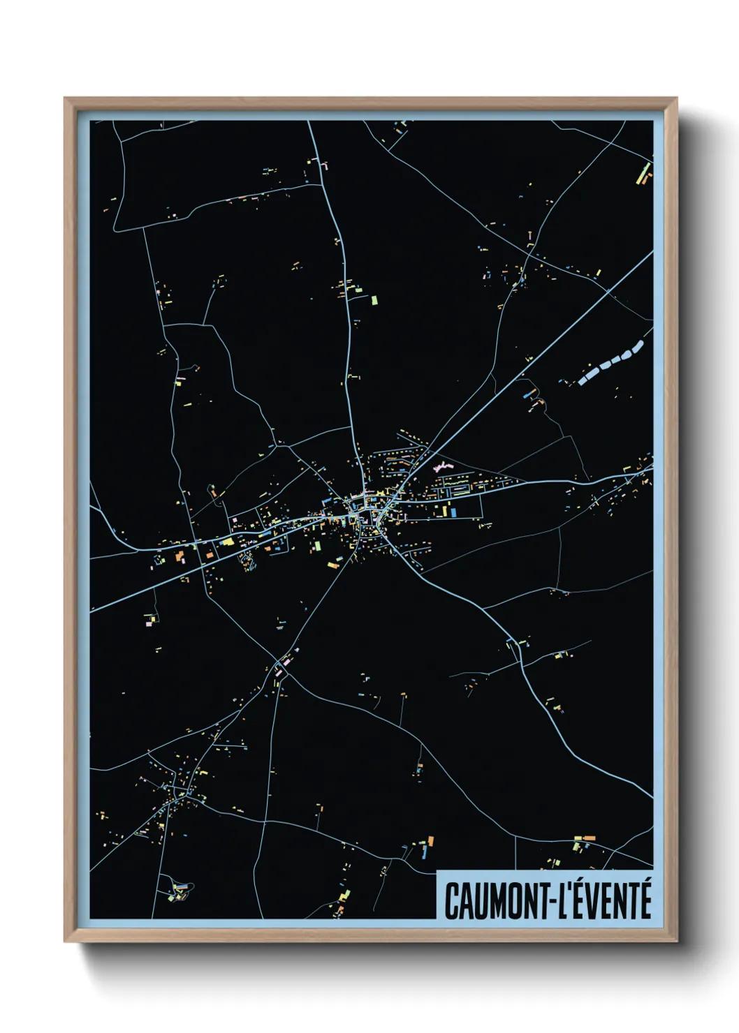 Une affiche de carte sur Caumont-l'Éventé