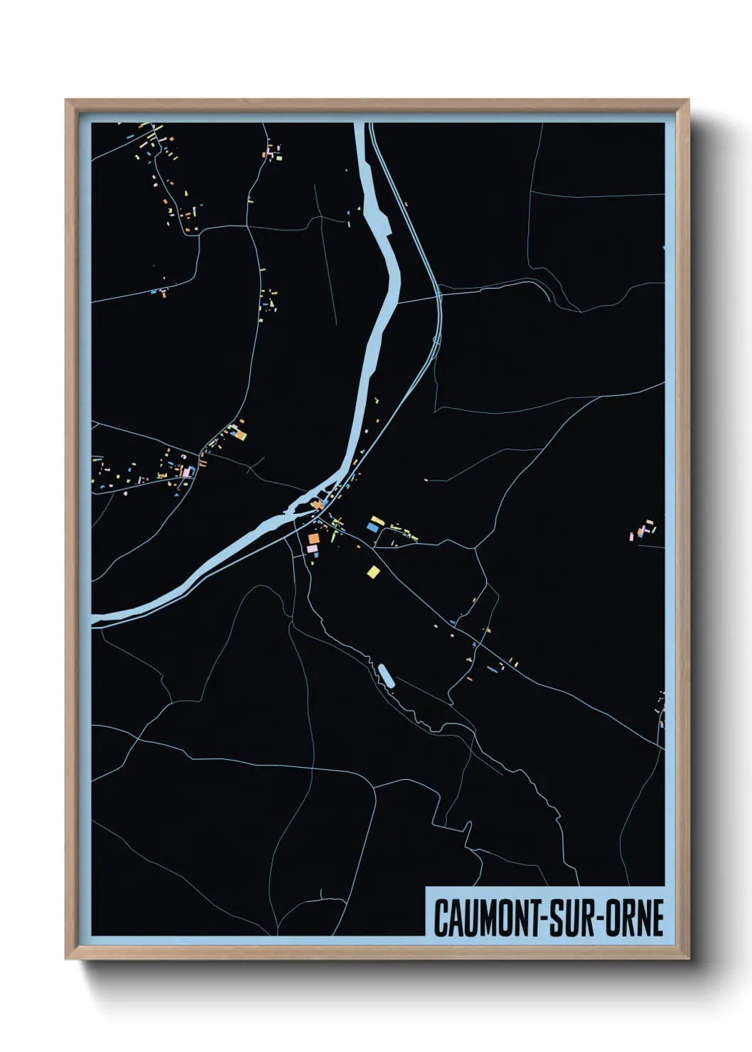 Une affiche de carte sur Caumont-sur-Orne