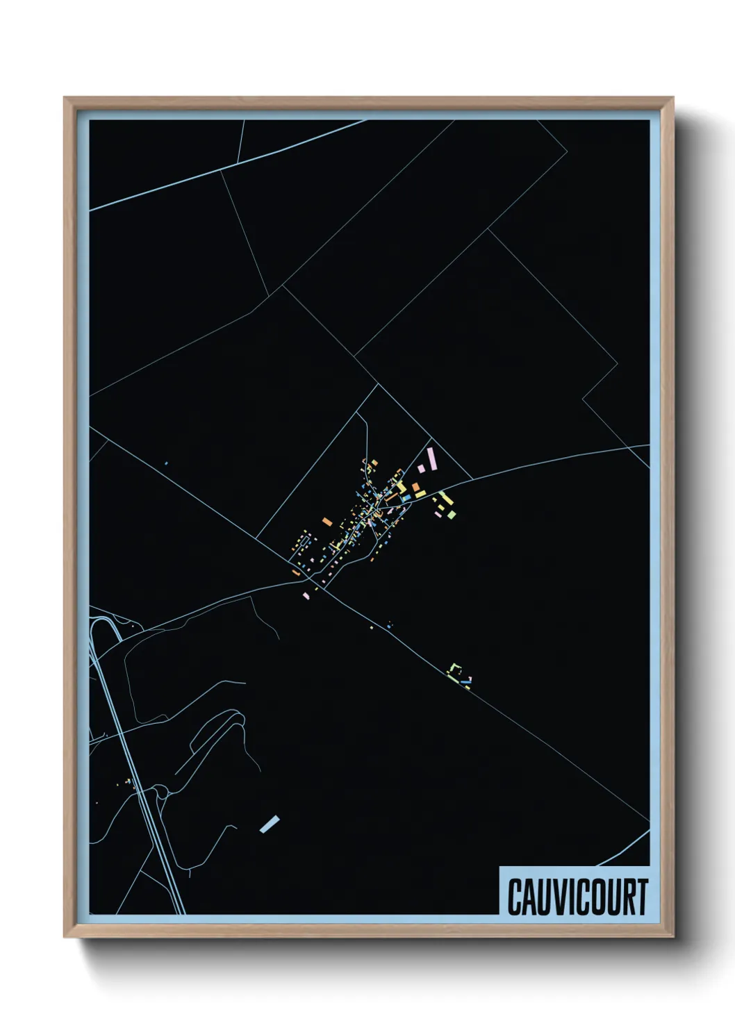 Une affiche de carte sur Cauvicourt