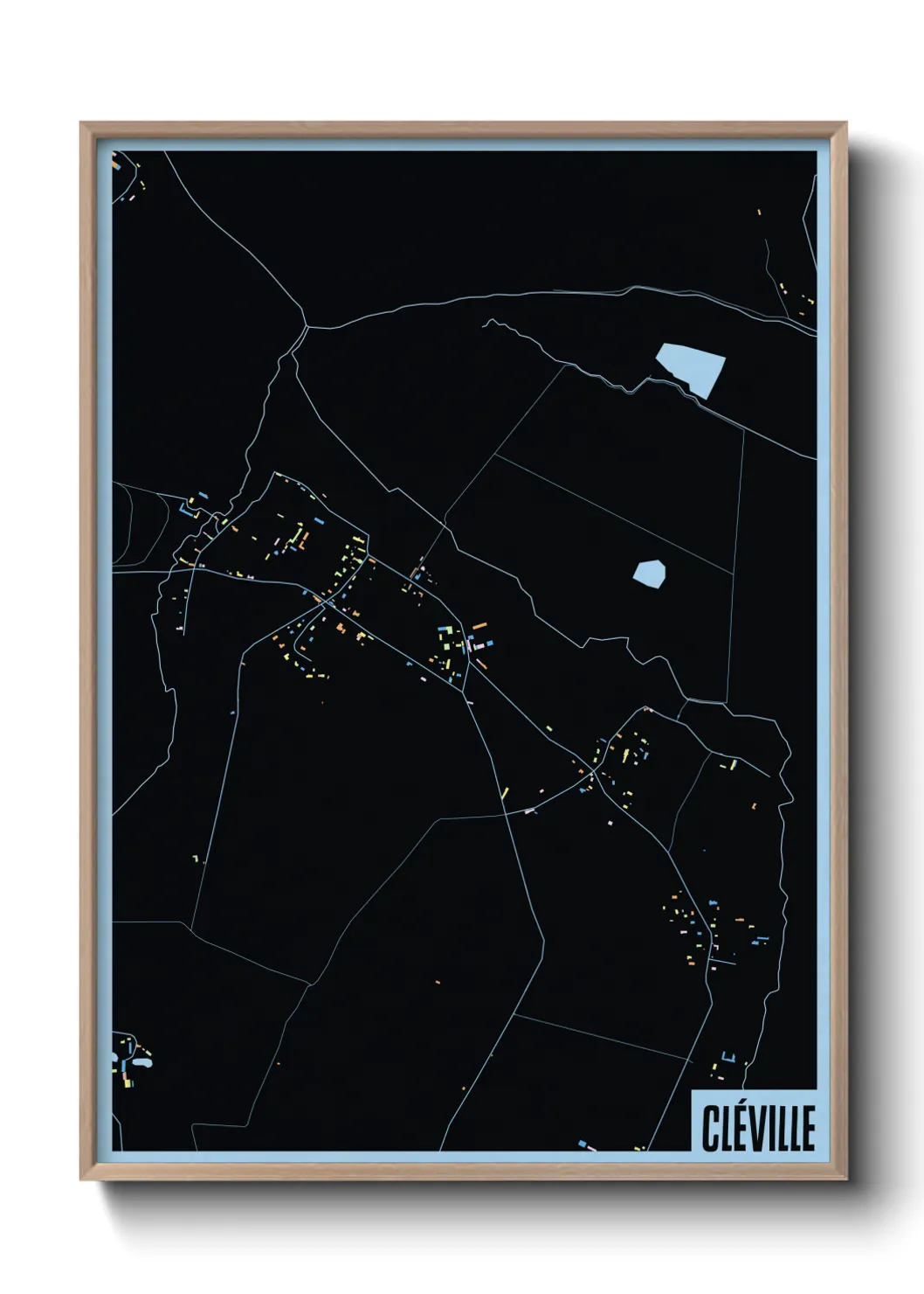 Une affiche de carte sur Cléville