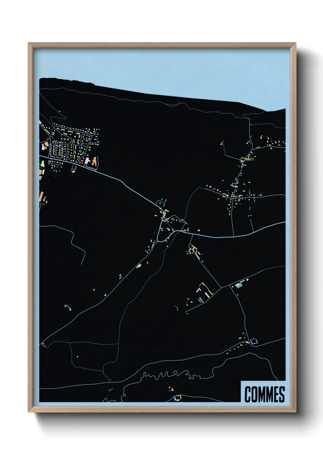 Une affiche de carte sur Commes