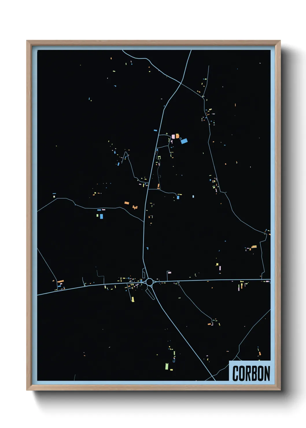 Une affiche de carte sur Corbon