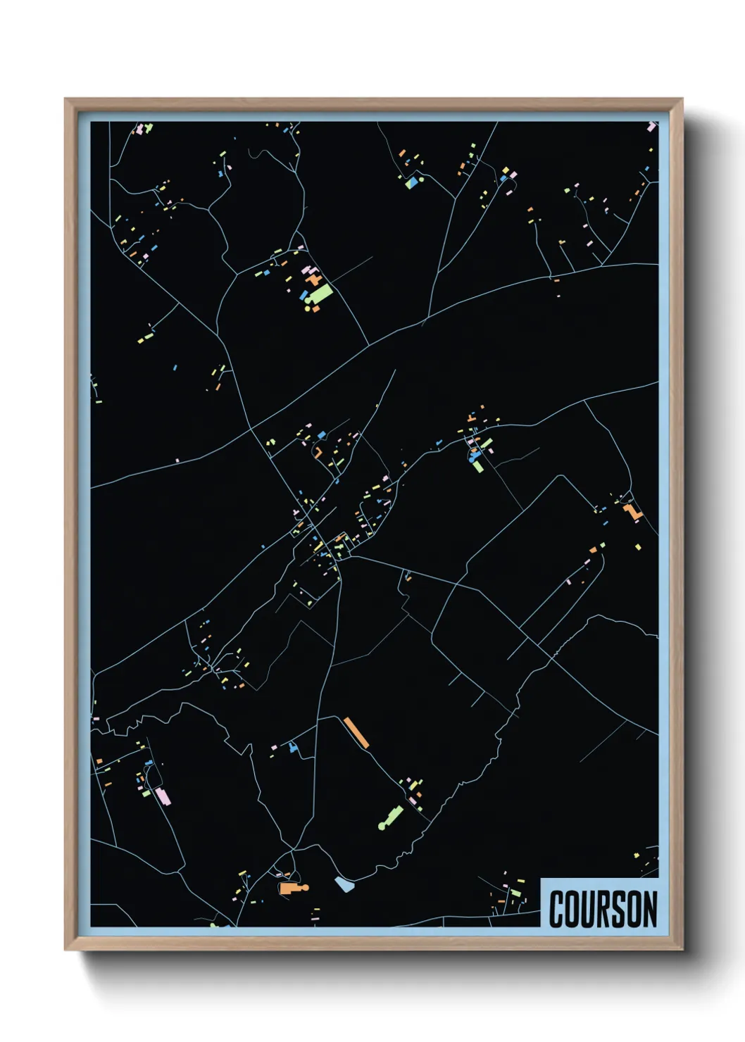 Une affiche de carte sur Courson