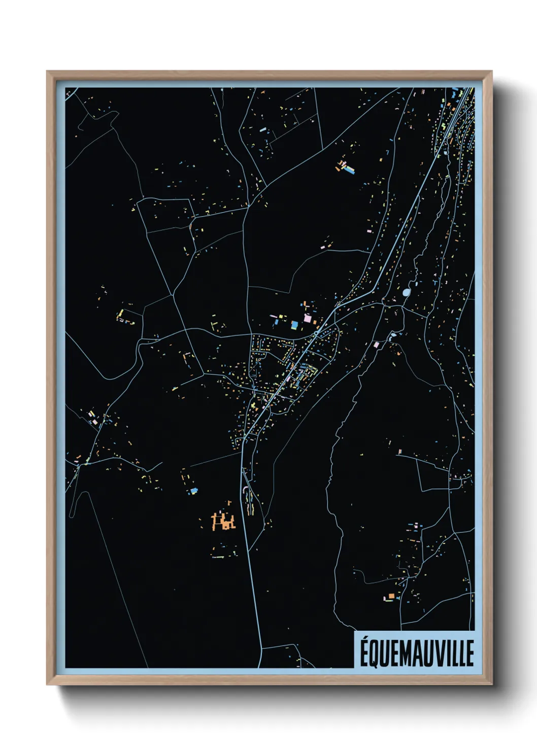 Une affiche de carte sur Équemauville