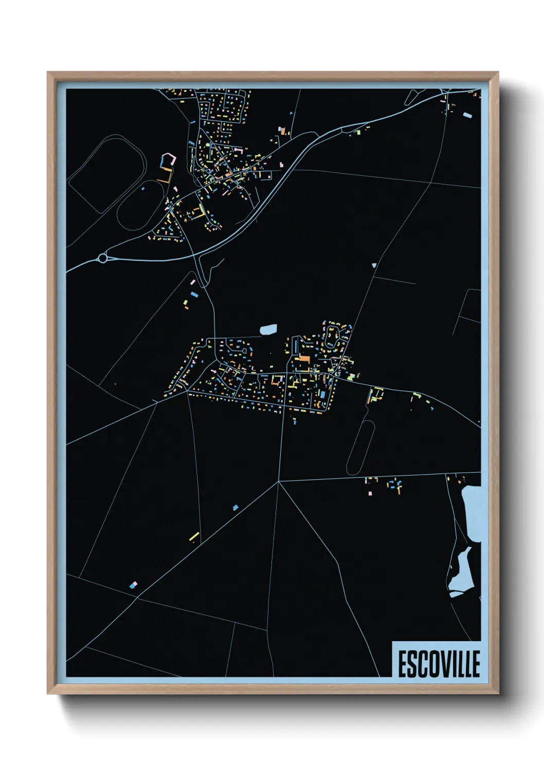 Une affiche de carte sur Escoville