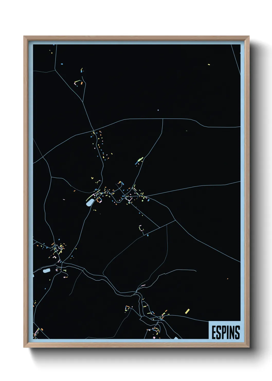 Une affiche de carte sur Espins