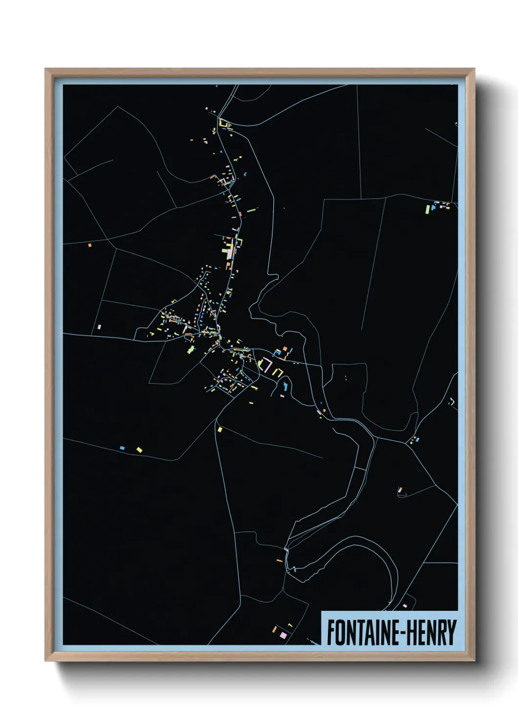 Une affiche de carte sur Fontaine-Henry