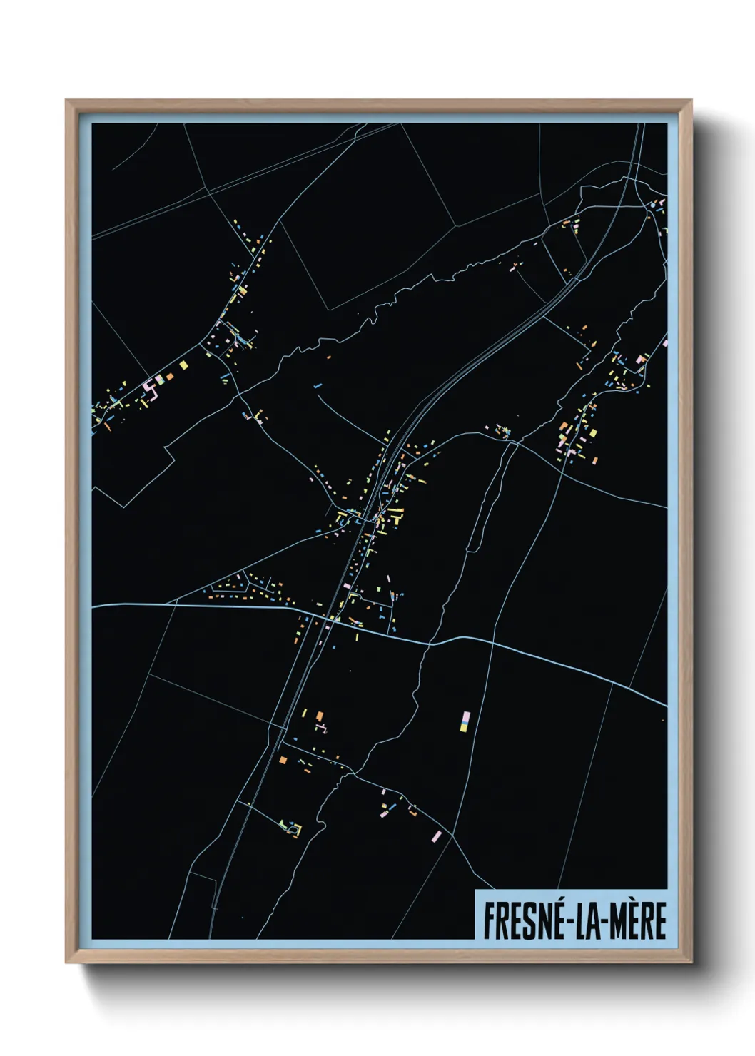 Une affiche de carte sur Fresné-la-Mère