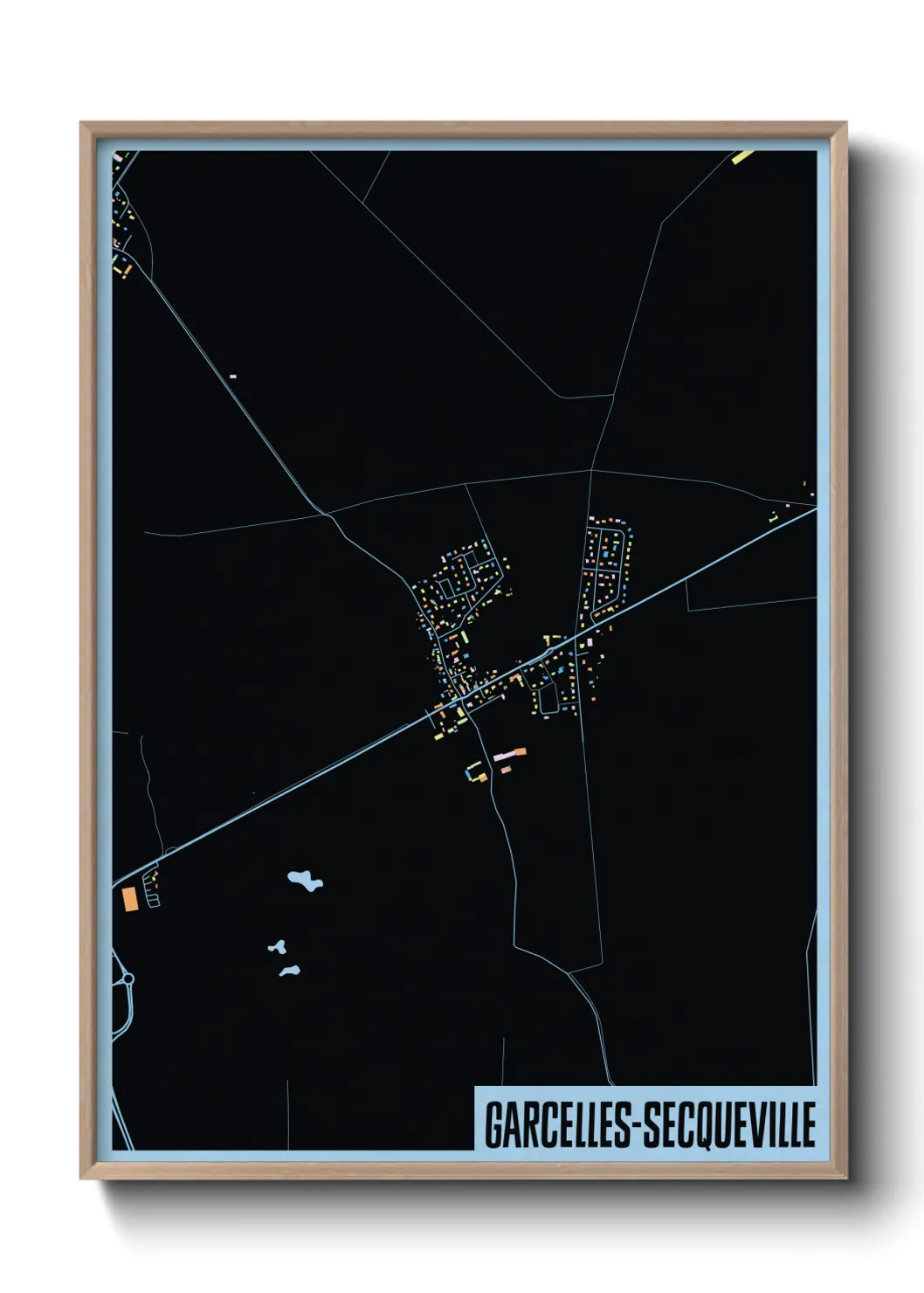 Une affiche de carte sur Garcelles-Secqueville