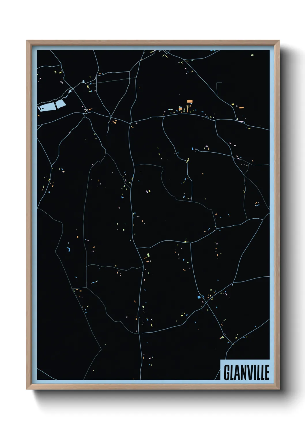 Une affiche de carte sur Glanville