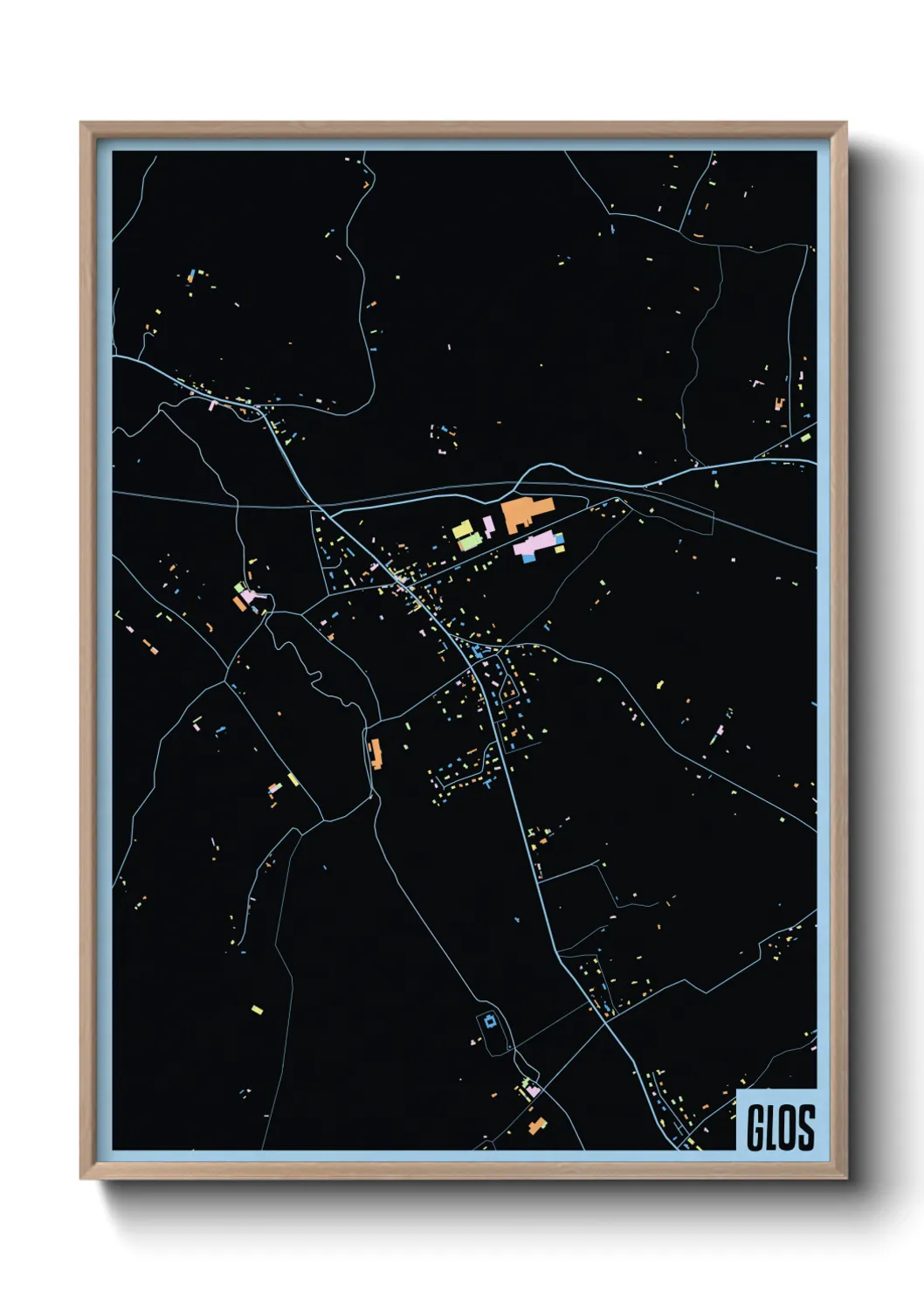 Une affiche de carte sur Glos