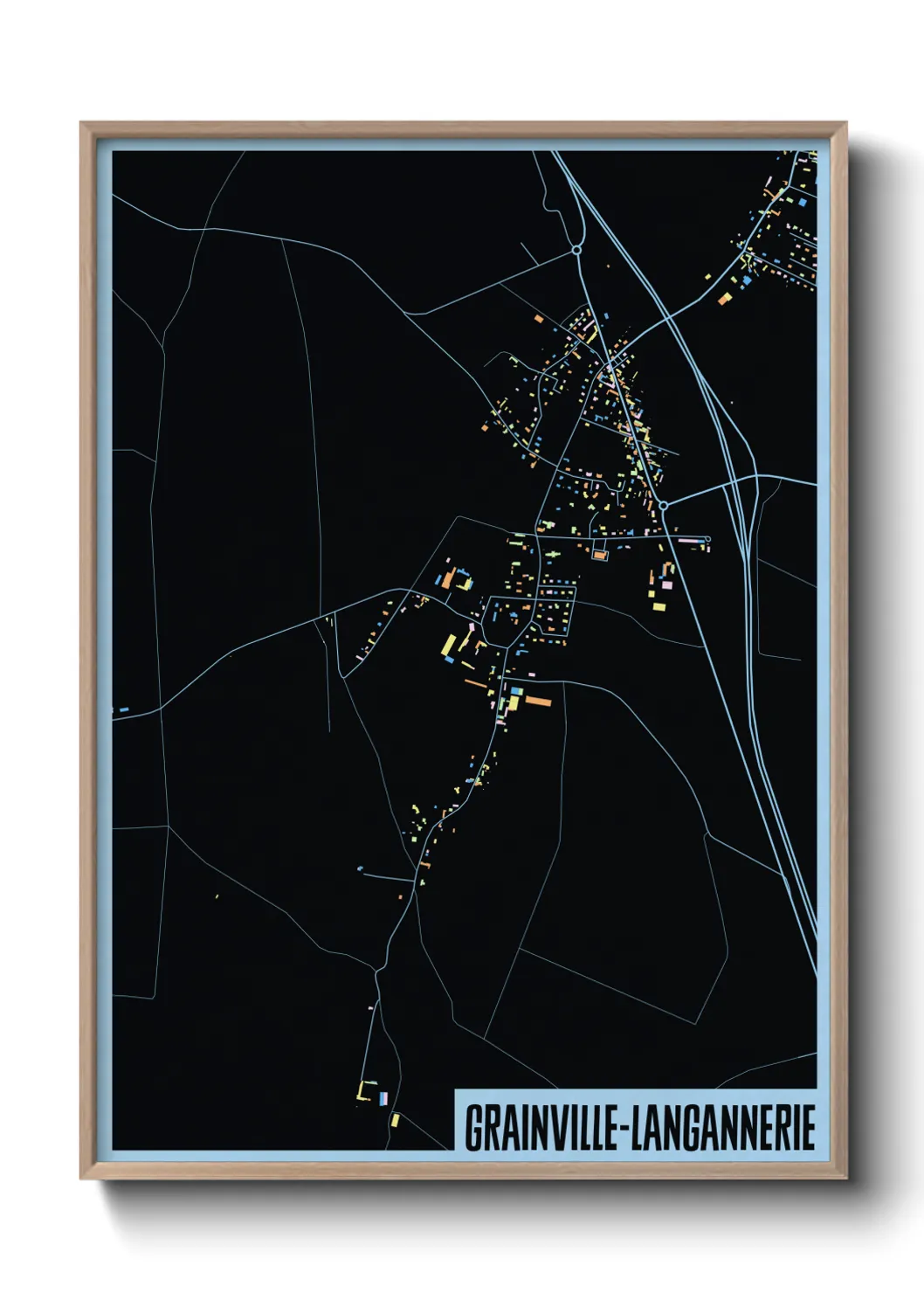 Une affiche de carte sur Grainville-Langannerie