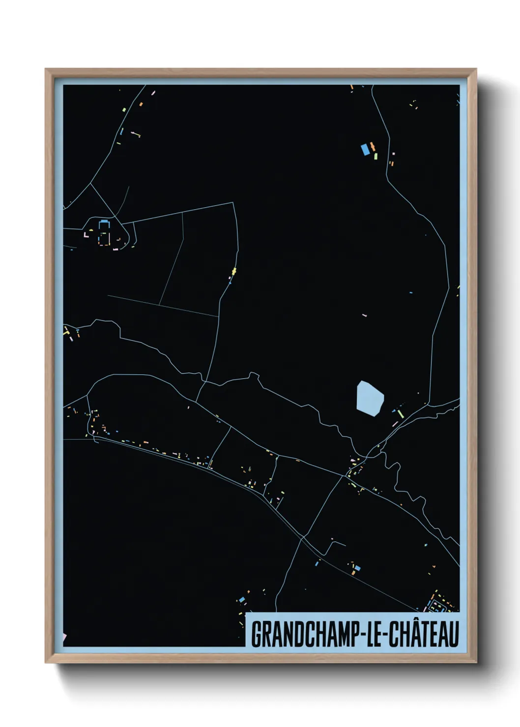 Une affiche de carte sur Grandchamp-le-Château