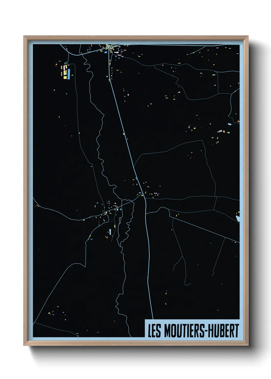 Une affiche de carte sur Les Moutiers-Hubert