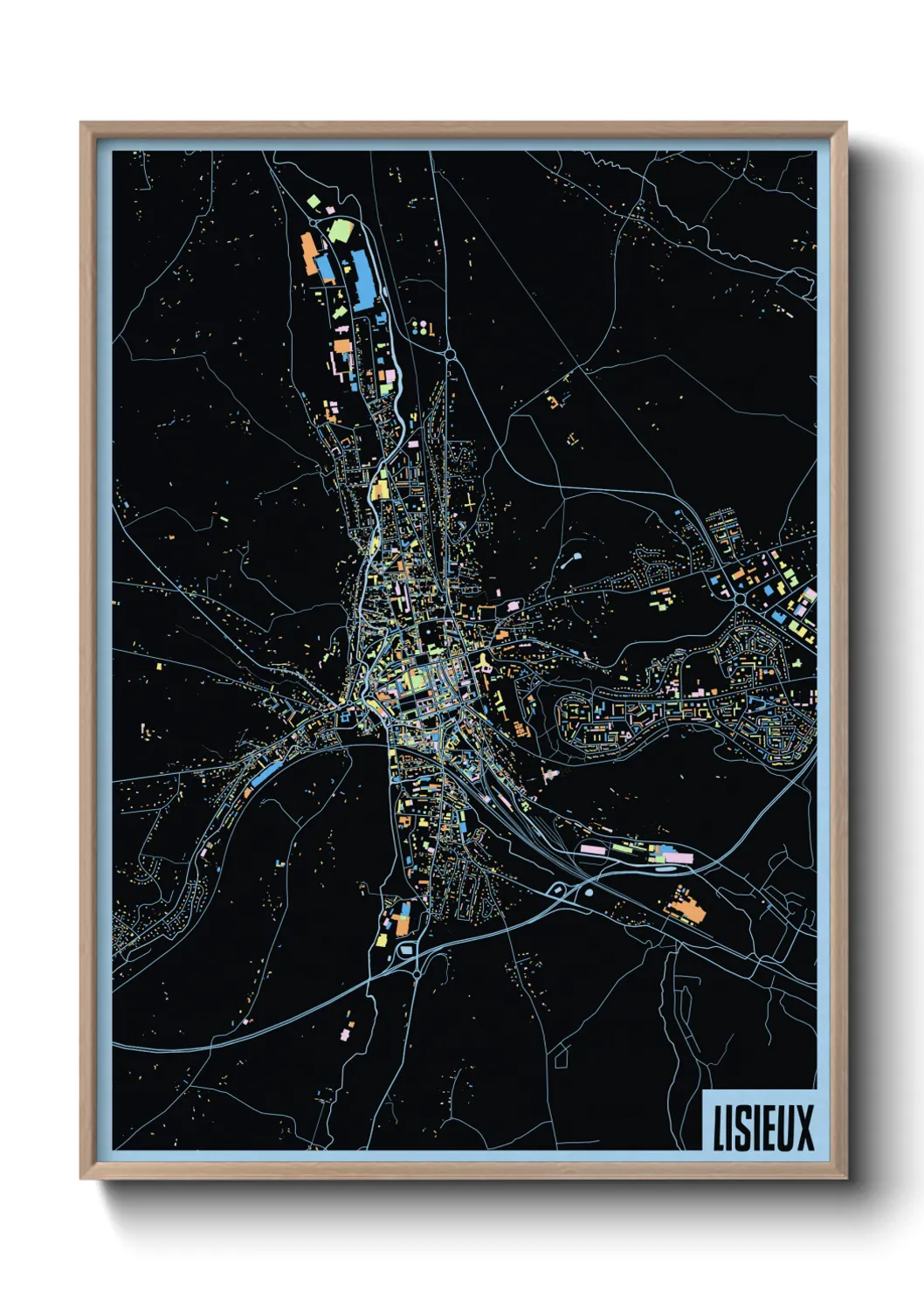 Une affiche de carte sur Lisieux